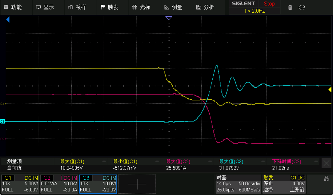 第一脉冲关断瞬态